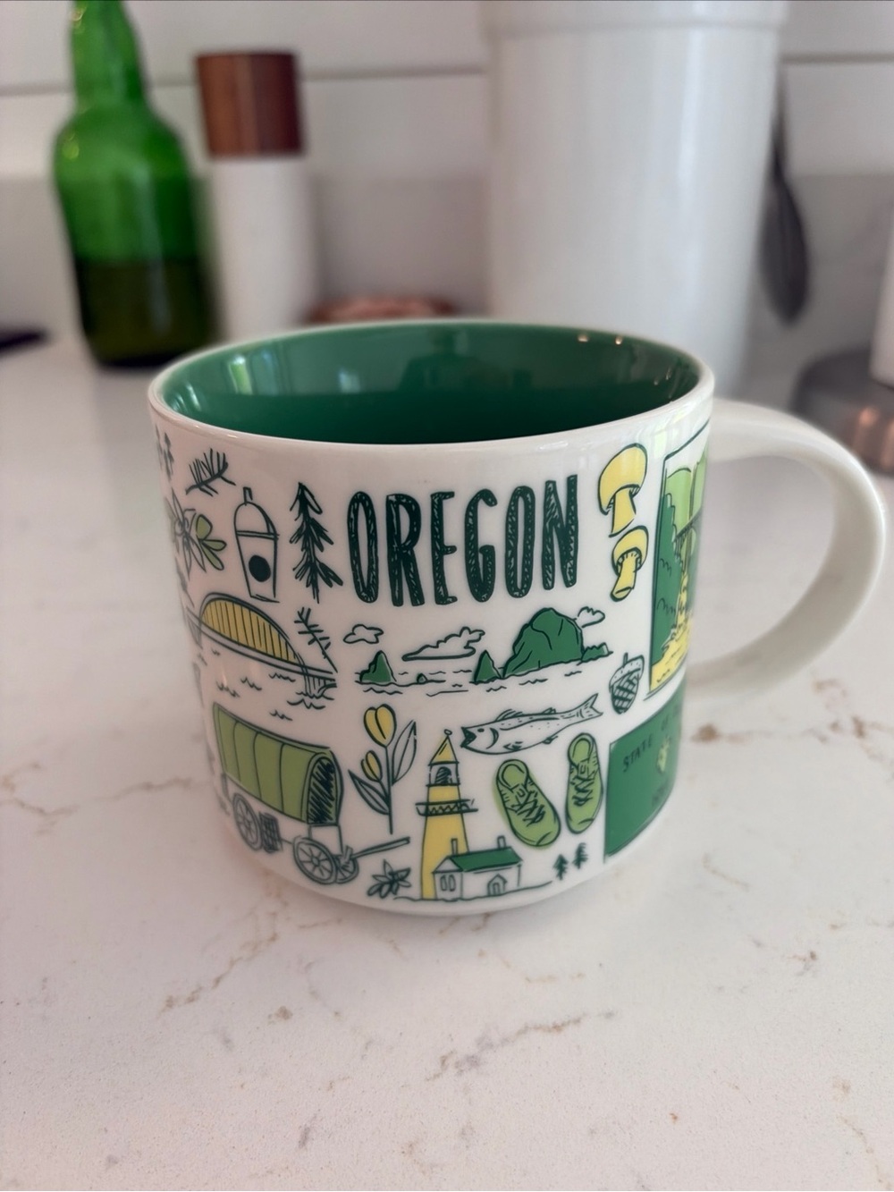 EUC! Green Starbucks OREGON "Been There Series" Mug 14oz 2017